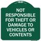 Signmission Not Responsible For Theft Or Damage To Vehicles Or Contents Heavy-Gauge Alum, 18" H, GW-1818-9806 A-DES-GW-1818-9806 - alternate 1
